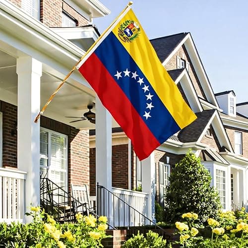AhfuLife Venezuela Flag 3x5 Ft, 8 Star Large Venezuelan Flags for Outside - Double Side with Brass Eyelets for Olympic Party Decorations Bar Garden Street Decoration Indoor Outdoor thumbnail 2