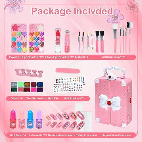 Kids Makeup Sets for Girls Toys - 74PCS Washable Makeup for Kids with Mirror, Real Dressing Table with Stand, Princess Play Makeup Kit Perfect for 3 4 5 6 7 8-12 Year Old Girls Birthday & Christmas thumbnail 3