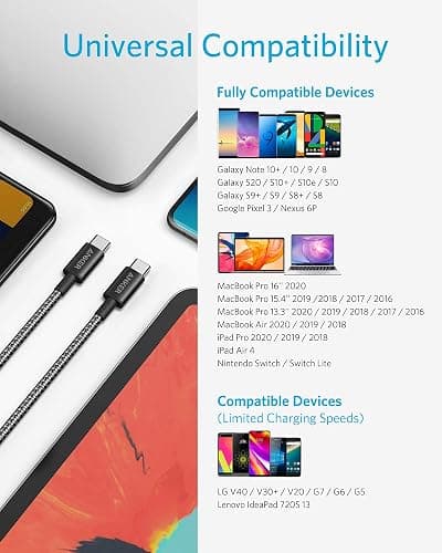 Anker USB C to USB C Cable, Type-C Charging Cord Fast Charge(10FT,100W), for iPhone 17/17 pro, MacBook and More(Black) thumbnail 5