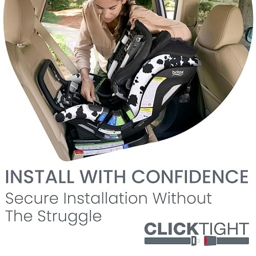 Britax Poplar S Convertible Car Seat, 2-in-1 Car Seat Extended Rear Facing, 17” Slim Car Seat Design with Fast & Easy ClickTight Installation, Anti-Rebound Bar & SafeWash Fabrics — Cowmooflage thumbnail 6