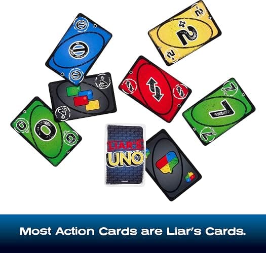 Mattel Games Liar’s UNO Card Game in Travel & Storage Tin for Adults, Kids, Families, Parties & Game Nights, Outwit Other Players with Bluffing & Trickery (Amazon Exclusive) thumbnail 5
