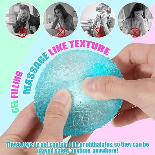 3Pc Big Soft Sensory Stress Balls, Textured Memory Gel Soft Fidget Toys, Large Sensory Soft Fidget Toy for Kids/Aduts,Anxiety Relief Squeeze Ball for Autism/ADHD, Party Favors Gifts (Random Color) thumbnail 5