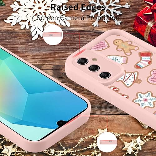 Christmas Phone Case for Samsung Galaxy A16 5G 6.7", Cute Christmas Tree Gingerbread Man Snowflake Pattern Gifts Case, Aesthetic Protective Shockproof Cover for Women Girls Men -Pink Snowflakes thumbnail 2