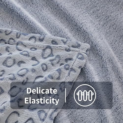 FY FIBER HOUSE Cheetah Print Blanket Blue Leopard Blanket Fluffy Soft Throw for Couch,50"X60" thumbnail 5
