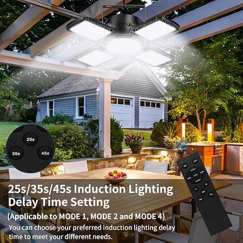 Aqonsie Solar Shed Light Outdoor Indoor, 176LED Solar Powered Motion Sensor Pendant Light Daytime Available, Solar Indoor Lights with 5 Lighting Modes & Remote for Shed Gazebo Barn Garage Home thumbnail 7