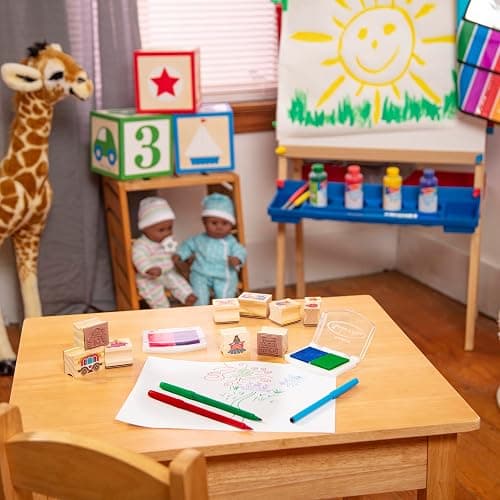 Melissa & Doug Deluxe Wooden Stamp and Coloring Set – Fairy Tale (30 Stamps, 6 Markers, 2 Durable 2-Color Stamp Pads) Fairy Tale-Themed Wooden Stamps for Kids and Coloring Activity Set thumbnail 9