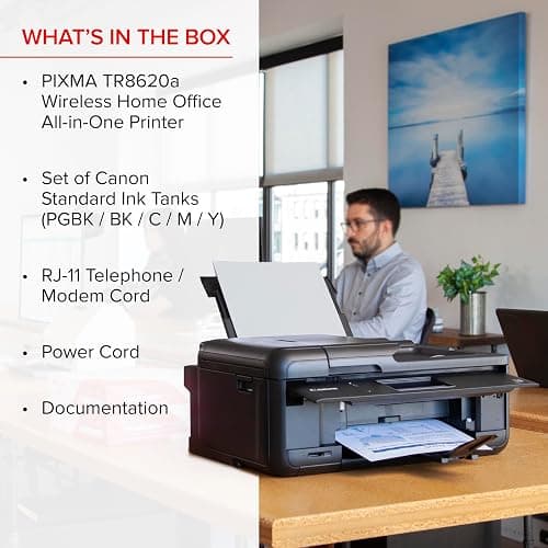 Canon PIXMA TR8620a - All-in-One Printer Home Office|Copier|Scanner|Fax|Auto Document Feeder | Photo, Document | Airprint (R), Android, Black, Works with Alexa thumbnail 9
