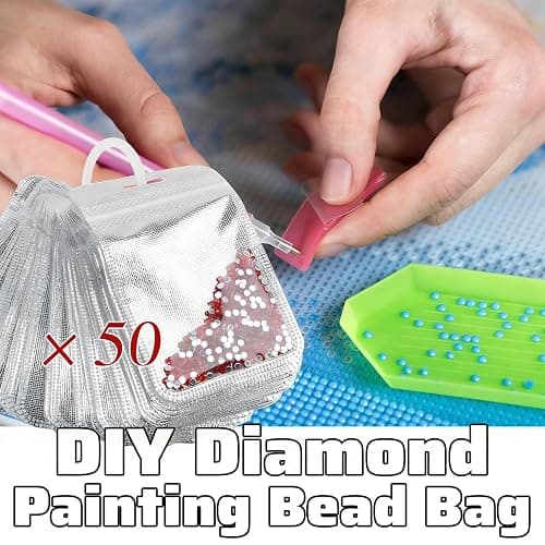50PCS Diamond Painting Beads Storage Bags | Reusable Ziplock Pouches for DIY Diamond Art, Gem & Bead Organizer, Craft Supplies Storage Accessories thumbnail 4