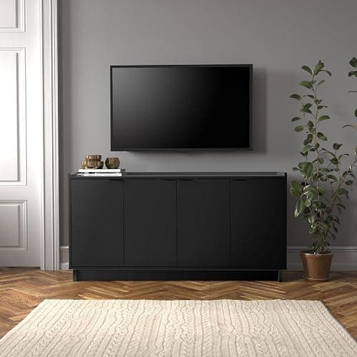 Prepac Simply Modern 4 Door Console Table Storage Cabinet, Buffet Cabinet for Storage and Organization, Modern Side Table with Doors & Shelves, 60”W x 30”H x 16”D, Black thumbnail 8