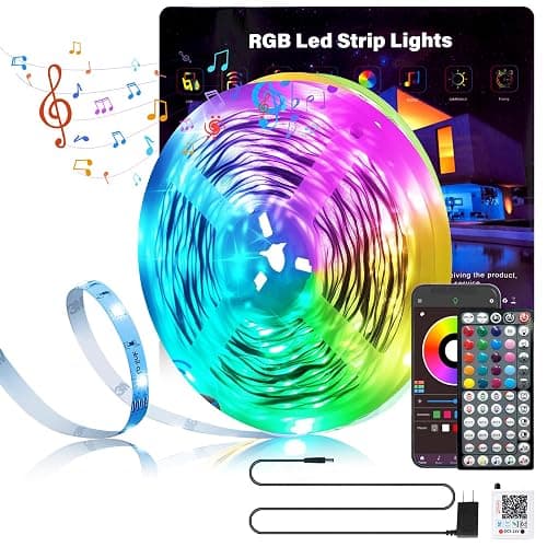 NBBUFF LED Lights for Bedroom 90FT (1 Rol), RGB LED Strip Lights with Music Sync Color Changing Effects, Remote and App Controll Led Light Strip, DIY Led Lights for Room Decor, Gaming Accessories - Image 1