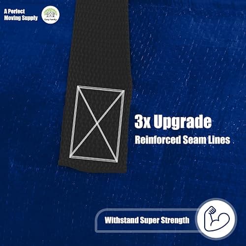 Cosy Family 4 Pack Heavy Duty Extra Large Moving Bags with Backpack Straps - Strong Handles & Zippers, Storage Totes For Space Saving, Fold Flat, Alternative to Moving Box (X-Large-Set of 4, Blue) thumbnail 6