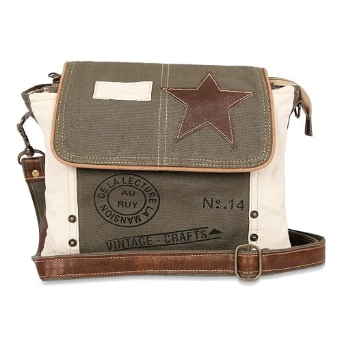 12 In Canvas Messenger Shoulder Bag for Men & Women, Unisex Crossbody Bag with Leather Touch, Flap Closure, Travel & Work Bag thumbnail 8