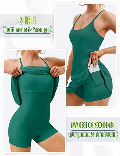 Womens Tennis Dress, Athletic Dress with Built-in Bra & Shorts Pockets Summer Dresses for Women Golf Outfits for Workout thumbnail 4