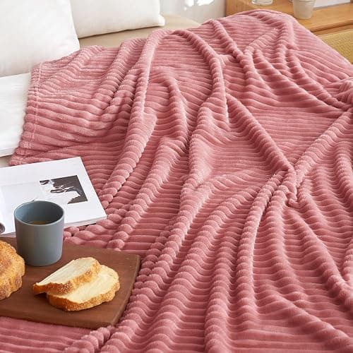 MIULEE Decorative Soft Fleece Blanket Fluffy Fuzzy Cozy Plush Throw for Couch Sofa Bedroom Living Room Decor Pink 50x60 Inches thumbnail 2