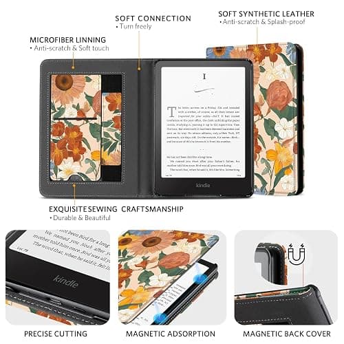 CoBak Stand Case for 7" Kindle Paperwhite 12th Gen 2024 and Kindle Colorsoft with Hand Strap - Compatible with iPhone MagSafe, for Samsung/Belkin/Anker Wireless Charging Pads, Durable, Auto Sleep Wake thumbnail 4