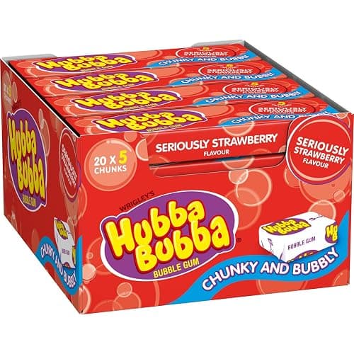 Hubba Bubba Chewing Gum, Seriously Strawberry, 20 Packs of 5 Pieces thumbnail 5