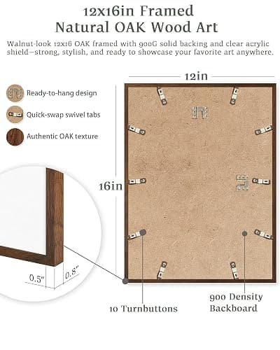 EcoHest Christian Bible Verse Framed Wall Art, 12x16 in Walnut Color OAK Wood Seashell Nautical Scripture Quote Canvas Wall Art, Psalm 104:25 Home Decor, Beige Logs 1Pack for Bedroom Living Room thumbnail 3