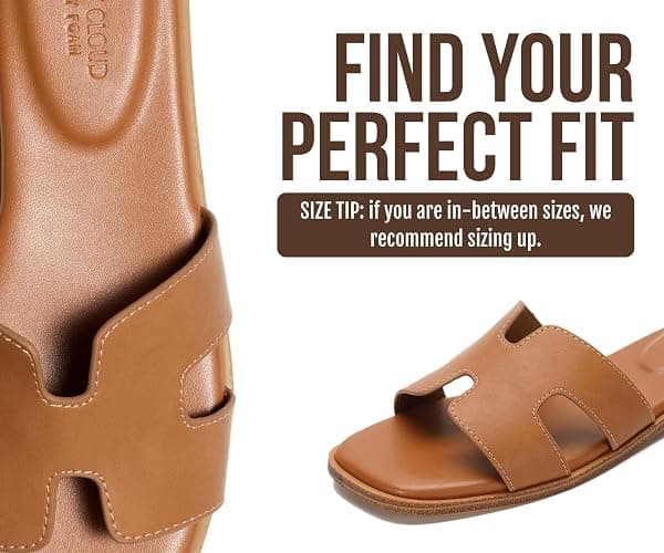 Project Cloud 100% Genuine Leather Sandals Women Flats For Women (Jannel) | Sandals for Women Fashion Flat Womens Sandals with Memory Foam Insole Slides Sandals Women Footwear Mules Women's Sandals thumbnail 5