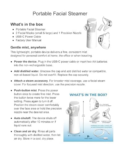 Nebu Ease Portable Facial Steamer & Personal Fine Mist Device – Handheld Rechargeable Mist Unit with Dual Output Levels, Compact Travel Design, Includes Multi-Use Attachments thumbnail 6