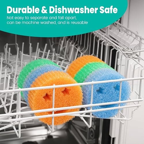 HELIME Scrub Sponge Dish Scrubber, Non Scratch Multipurpose Sponges, Temperature Controlled Dual Sided Cleaning Pads, Durable BPA Free and Odor Resistant Polymer Foam, Safe for Kitchen, Bathroom thumbnail 3