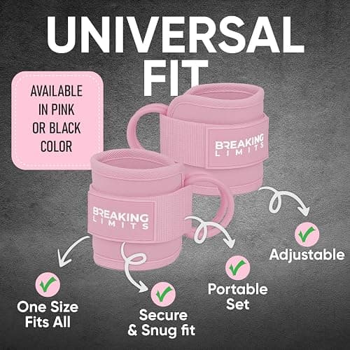 BREAKING LIMITS Ankle Straps for Cable Machines Women – Glute Kick Back Ankle Strap Set - Cable Ankle Attachments for Gym Workout – Poleas para Gym - Leg Straps for Cable Machine Men thumbnail 4