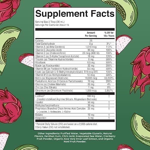 MaryRuth's Liquid Multivitamin + Hair Growth | Biotin 10000mcg | Lustriva Hair Growth Supplement | Clinically Tested in Women for Thicker Hair & Facial Wrinkle | Skin Care | Ages 18+ | 15.22 Fl Oz thumbnail 2