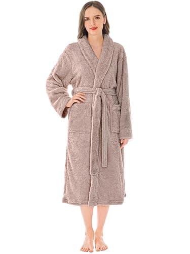 PAVILIA Premium Womens Plush Soft Robe Fluffy, Warm, Fleece Sherpa Shaggy Bathrobe thumbnail 6
