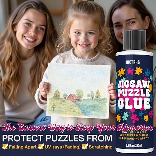 Jigsaw Puzzle Glue Clear, 200ML Puzzle Frame Kit for Adults with Applicators, Easily Preserves Finished Puzzles, Non-Toxic, Quick-Dry & Water-Based Anime Puzzle Saver for 3000/4500/5000 Pieces thumbnail 6