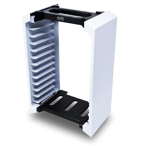 ADZ Game Storage Tower – Universal Video Game Storage – Stores 12 Game or Blu-Ray Disks – Game Holder Rack for PS4, PS5, Xbox One, Xbox Series X/S, Nintendo Switch Games and Blu-Ray Discs (White) thumbnail 7