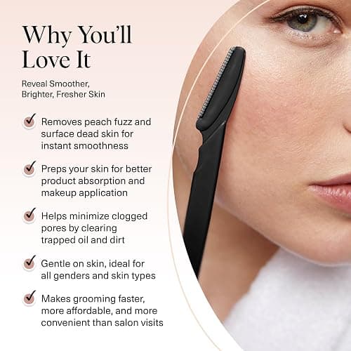 Kitsch Dermaplane Razor for Women Face – Face Razors for Women & Men, Eyebrow Trimmer & Face Shaver – Exfoliating Facial Razor & Skin Care Tool for Smoother Skin - Black, 12 pcs thumbnail 3