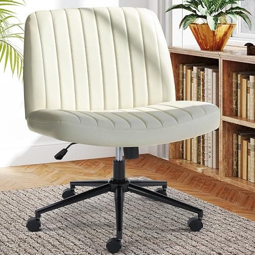 Sweetcrispy Criss Cross Chair Legged with Wheels, Armless Office Swivel Desk Chair with Wheels, Vanity Height - Image 1