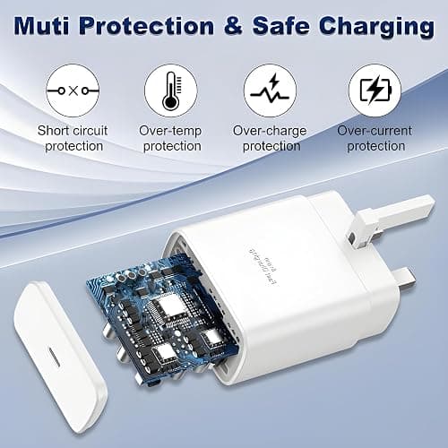 45W USB C Fast Charger For iPhone 17e 17 16 15 Pro Max Charger Plug [2M] | USB C Fast Charging Cable 65W iPhone 17 16 16e 15 Pro/Max/Plus/Air High Speed Adapter UK 3 Pin USB C Plug Samsung S26/S25 thumbnail 3