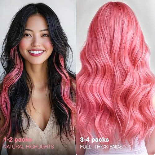 GOO GOO Tape in Hair Extensions Human Hair, Light Pink, 18inch 25g 10pcs, Colored Tape ins Human Hair Extensions, Silky&Soft Invisible Tape Ins, Hair Highlighted for Party thumbnail 6