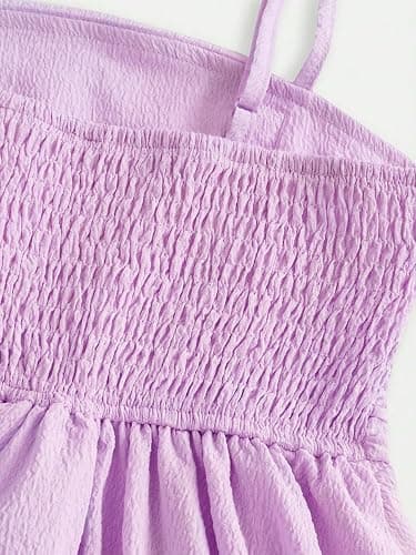 RoseSeek Girl's Flowy Cami Dress Ruched Sleeveless Pink Layered Ruffle Kawaii Short Smocked Summer Dresses thumbnail 5