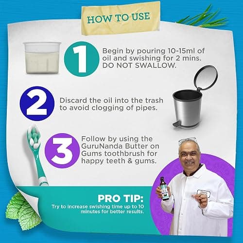 GuruNanda CocoMint Oil Pulling Mouthwash for Complete Oral Hygiene, 7 Essential Oils & Vitamins for Happy Teeth & Gums & Fresh Breath , Alcohol-Free, 8 oz thumbnail 7