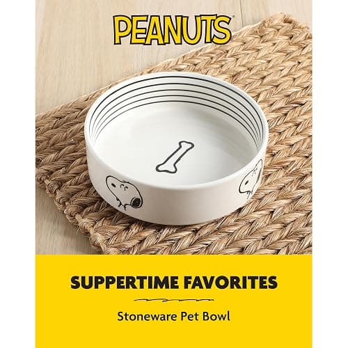 Peanuts Snoopy Dog Bowl with Bone Design – 6.5" Stoneware Water or Food Bowl for Small to Medium Dogs – Cute Cartoon Pet Dish, Durable & Easy to Clean thumbnail 2
