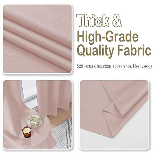 OVZME Blush Pink Blackout Curtains for Girls Bedroom 72 Inch Length 2 Panels Set, Solid Thermal Insulated Energy Saving Window Curtains for Living Room, Dual Rod Pocket Window Drapes, 2x40Wx72L Inches thumbnail 8