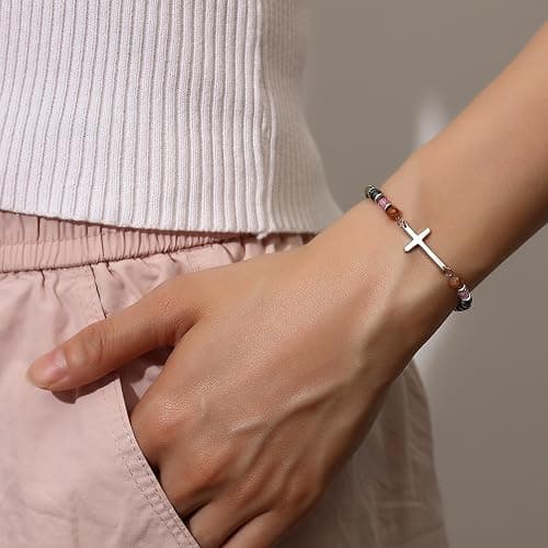 TONY & SANDY Christian Cross Bracelet for Women, Easter Gifts for Teens Kids Girls, Confirmation Baptism Gifts, Unique Gift for Friends Daughter Mom Sister in Christ Birthday Christmas thumbnail 4