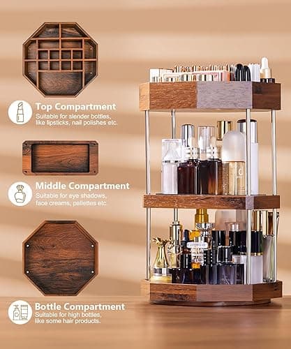 Homde Makeup Organizer 360 Degree Rotating Cosmetic Storage Display Perfume Organizer Cologne Organizer thumbnail 6