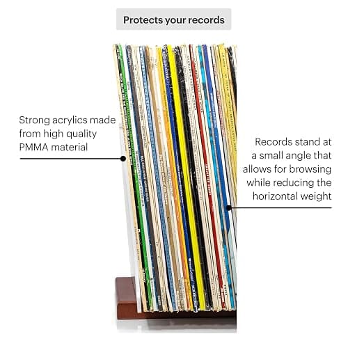 MÖNKE Premium Vinyl Record Storage - a Mid-Century Style Record Holder for Albums, 60-70 LP Capacity - Complements Any Record Player (Brown) thumbnail 8