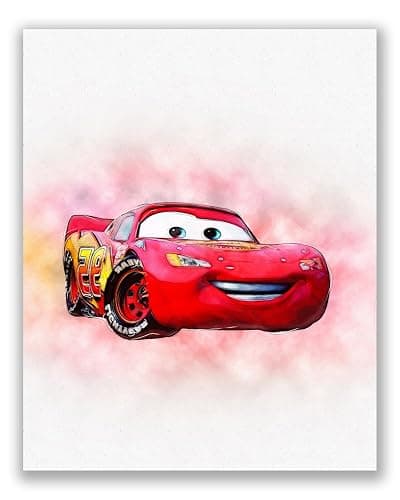 Lot de 9 affiches de film Cars - 20,3 x 25,4 cm - Aquarelle - Lightning McQueen Tow Mater Doc Hudson Jackson Storm Cruz Ramirez thumbnail 2