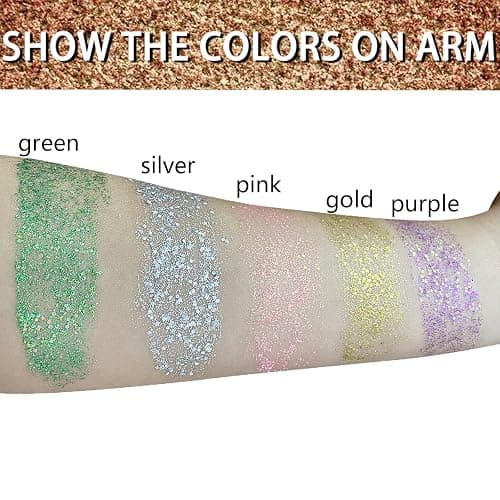 MEICOLY Pink Body Glitter Stick,Pink Face Glitter Sparkly Hair Glitter,Pink Accessories for Spirit Week,Singer Concerts Lover Heart Glitter Makeup,Mermaid Glitter Face Paint,Waterproof thumbnail 6