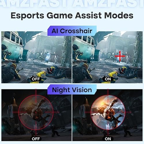 Amzfast 24 Inch Gaming Monitor 180Hz QHD 2k 2560 ×1440p Monitor, 1ms Adaptive Sync, 96% DCI-P3, Built-in Speakers, Height Adjustable, VESA Mount, IPS Monitor with HDMI 2.0 x 2 & DP 1.4 x 2, AMZG24F6Q thumbnail 4