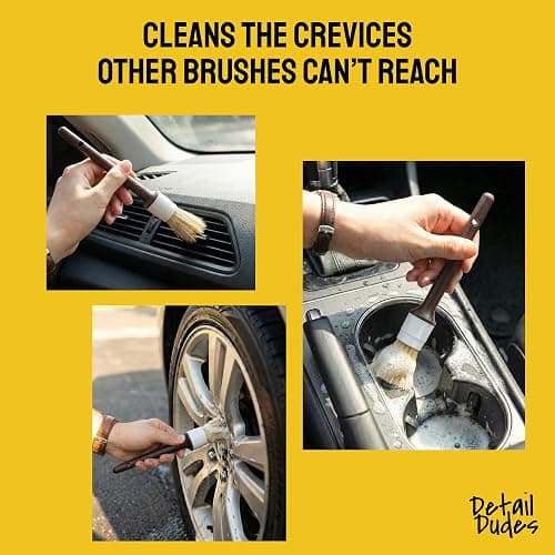 Detail Dudes Car Detailing Brush Set 3-pc - Scratch-Free Boars Hair for Interior and Exterior Work - Pro Quality Car Cleaning Brush Kit for Leather Seats, Dashboards, Wheels, Grills and Paint thumbnail 7