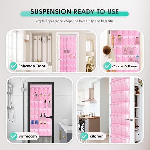 WVM Over the Door Shoe Organizer with 35 Breathable Mesh Pockets, Hanging Shoe Organizer for Door with 4 Metal Hooks, Large Capacity Closet Storage for Shoes, Accessories thumbnail 6