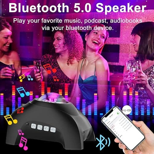 Star Projector, CIMELR Galaxy Projector with Music Bluetooth Speaker and White Noise,Night Light Projector with Remote Control,Northern Lights Aurora Projector for Home Decor,Bedroom,Ceiling (Black) thumbnail 5