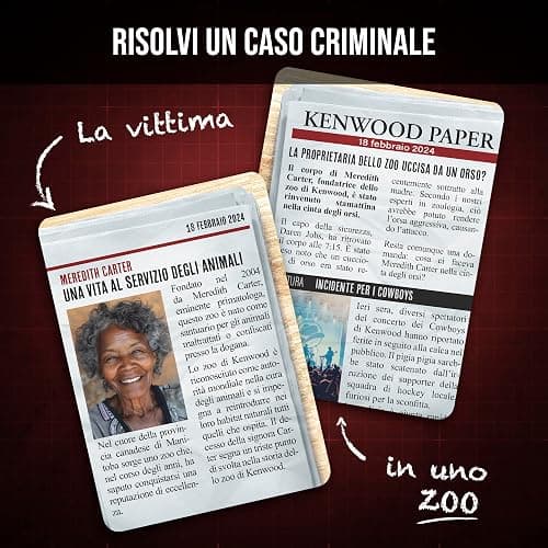 Platonia Games Profiler Pocket – Gioco di investigazione con carte – Chi ha ucciso Meredith Carter? Omicidio in uno zoo canadese – Tascabile, gioco da viaggio – 1-6 giocatori, 45 min thumbnail 2