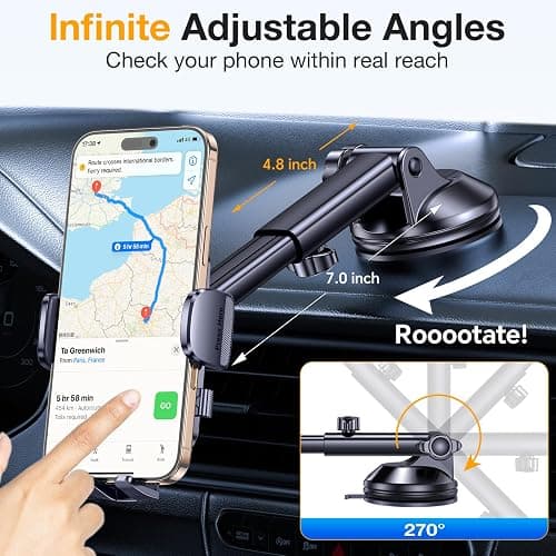 Romuto Phone Holders for Your Car Phone Holder Mount【Super Suction】Cell Phone Mount for Car Accessories for Women Men Dashboard/Windshield/Vent Truck Stand Wall Mounts for iPhone 17 Pro Max 16 Samsung thumbnail 5