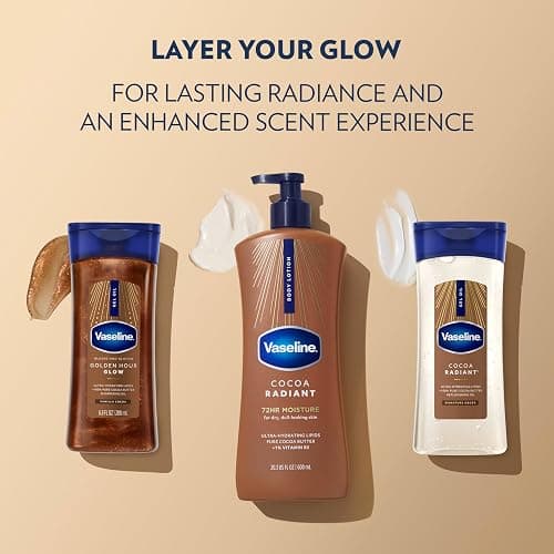Vaseline Cocoa Radiant Body Lotion for Dry Skin + Cocoa Butter 20.3oz 3ct | Body moisturizer provides 72HR moisture with Ultra-Hydrating Lipids & Pure Cocoa Butter for a healthy glow, Intensive Care thumbnail 8