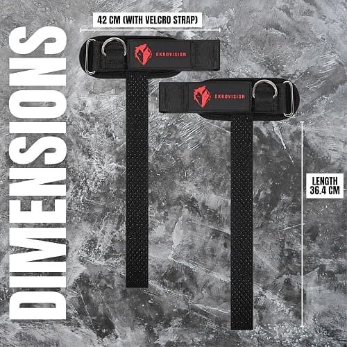 Ekkovision Weight Lifting Straps With Cuffed D Ring, Secure Fit, Enhanced Grip, Black Nylon, Gym Training thumbnail 3